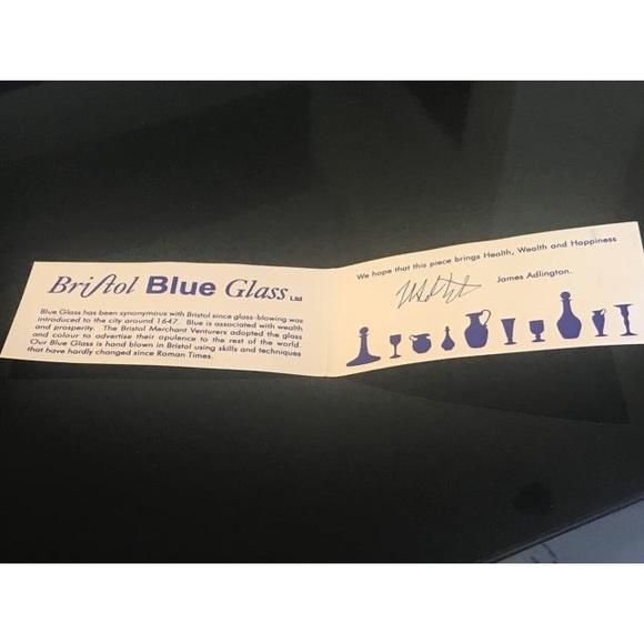 Late 20th Century Original Bristol Blue Glass Candlestick pair w/ box mint - Picture 9 of 11